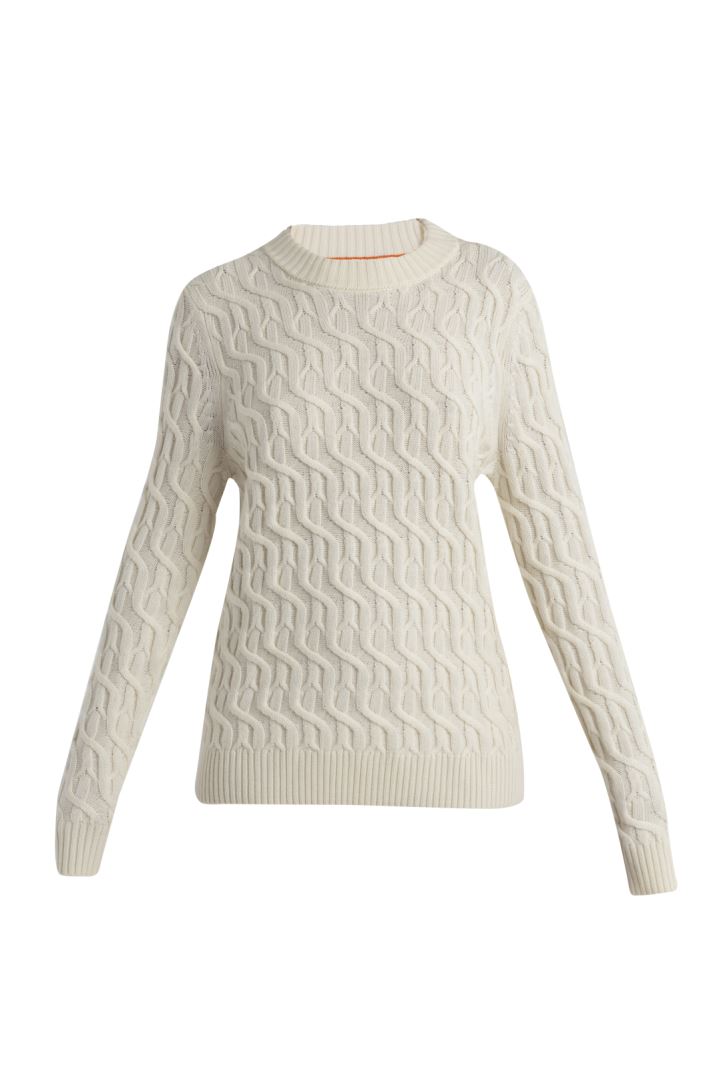 Cable Knit Crewe Merino Dames Trui Undyed M Soellaart.nl