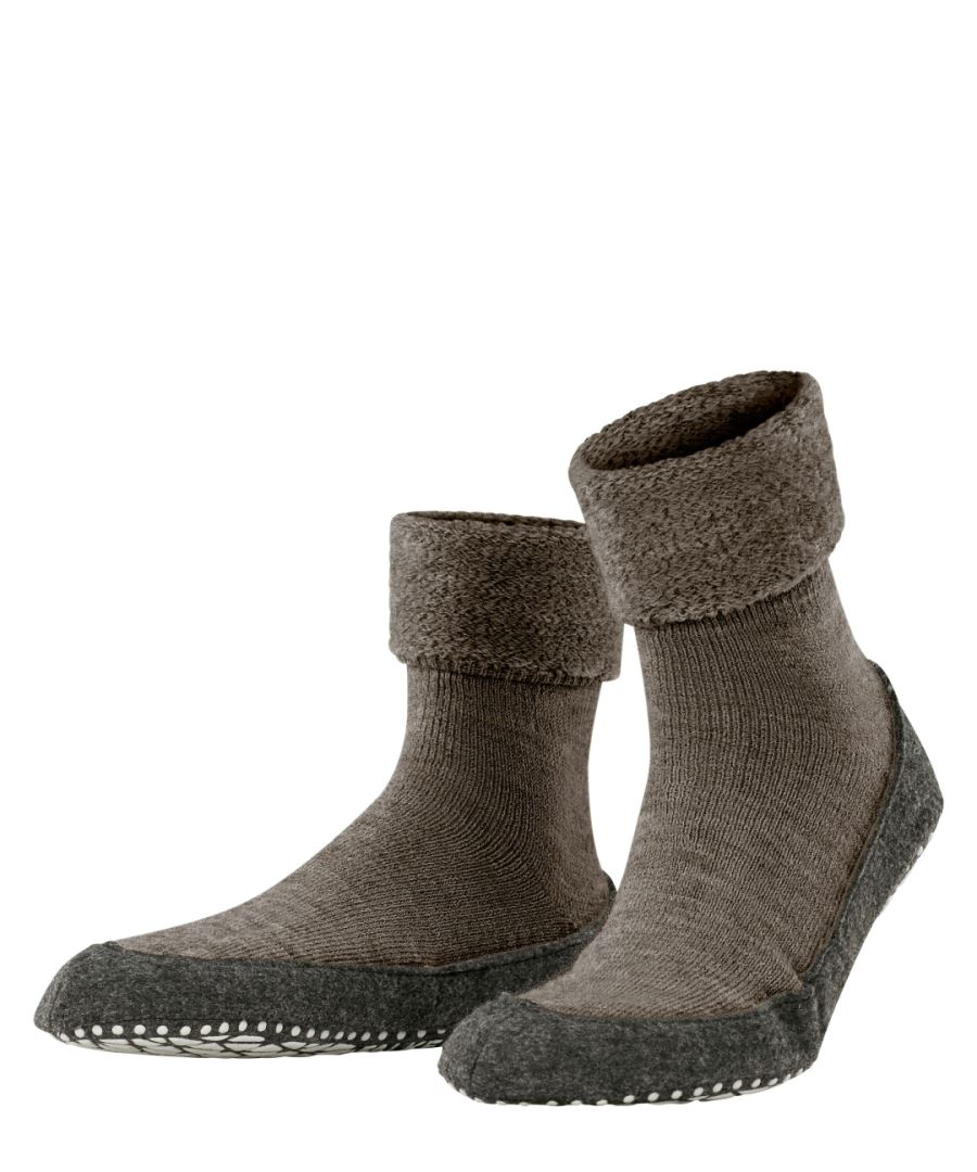 FALKE Cosyshoe antislip noppen merinowol huissokken pantoffels heren bruin - Maat 45-46