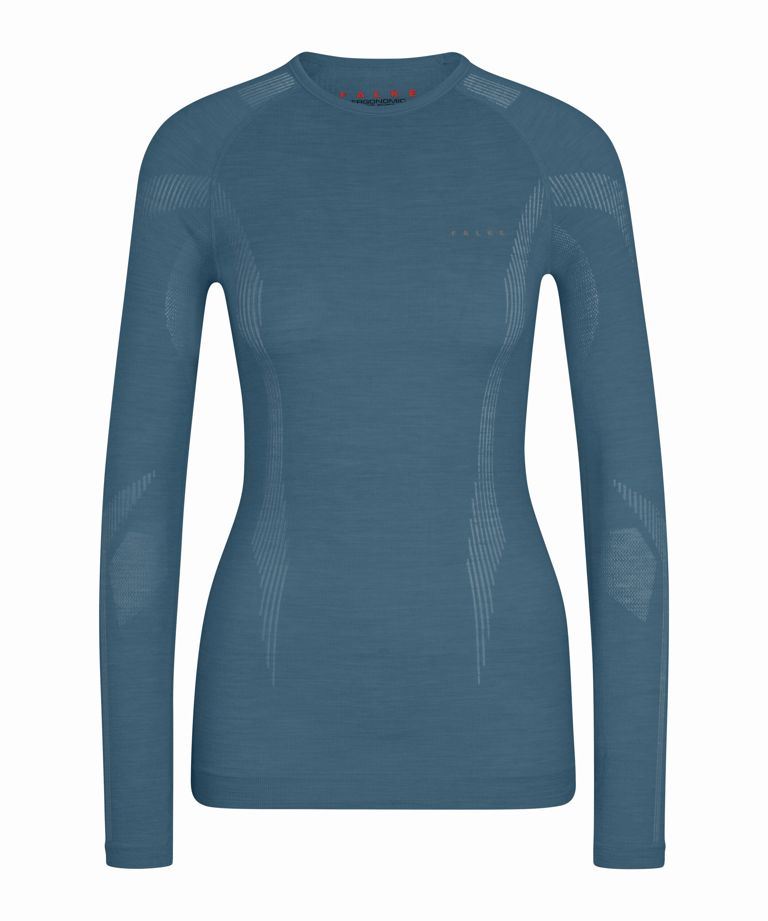 FALKE dames lange mouw shirt Wool-Tech - thermoshirt - blauw (capitain) - Maat: M