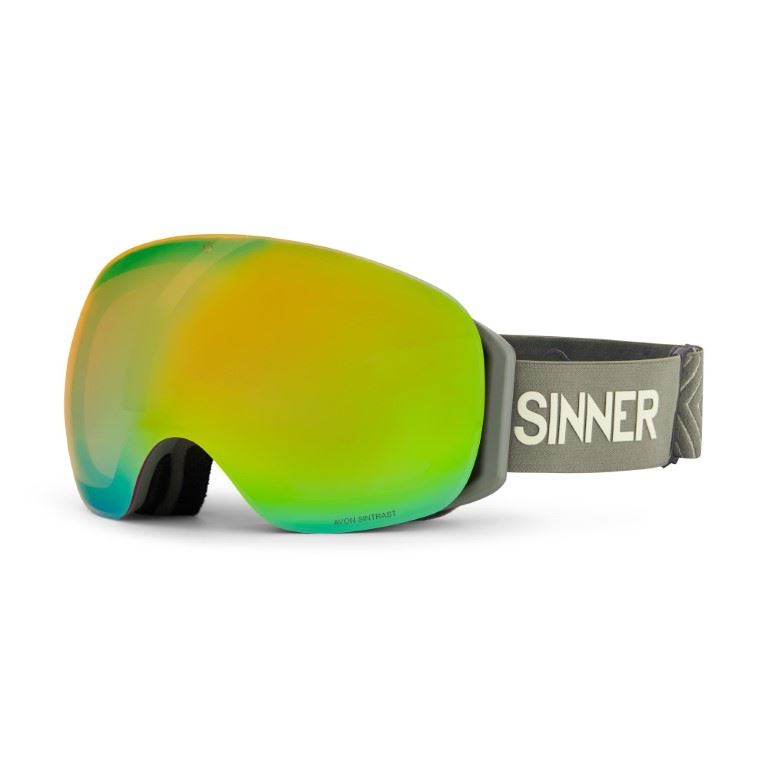 Sinner Avon OTG Skibril 2024 - Mosgroen + GRATIS EXTRA LENS | Categorie 3