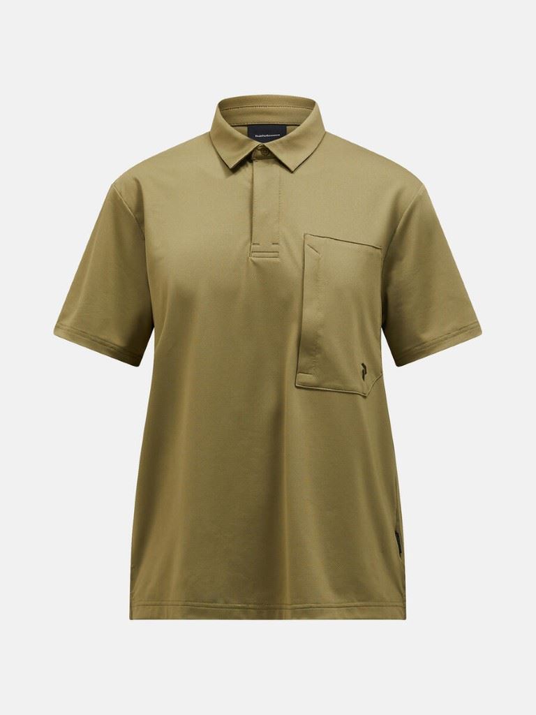 Peak Performance Pocket Golf Polo Heren Snap Green L
