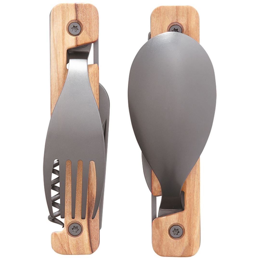 Multifunctional Cutlery 13H25 Titanium G10 Bestek Olive Wood