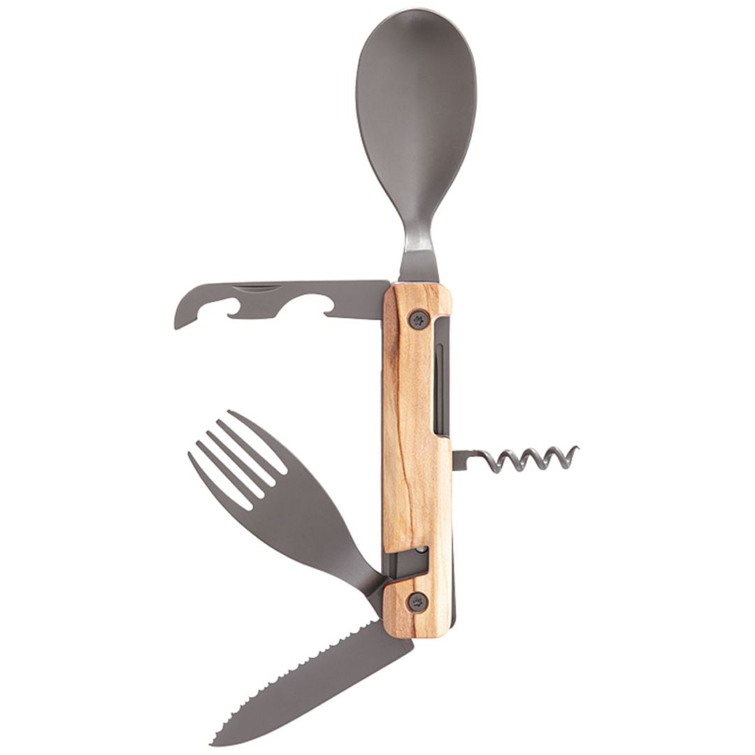 Multifunctional Cutlery 13H25 Titanium G10 Bestek Olive Wood