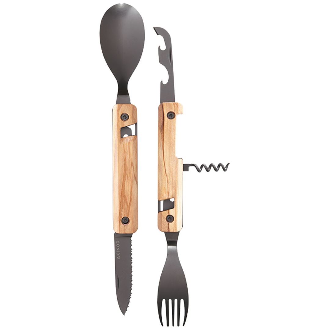 Multifunctional Cutlery 13H25 Titanium G10 Bestek Olive Wood