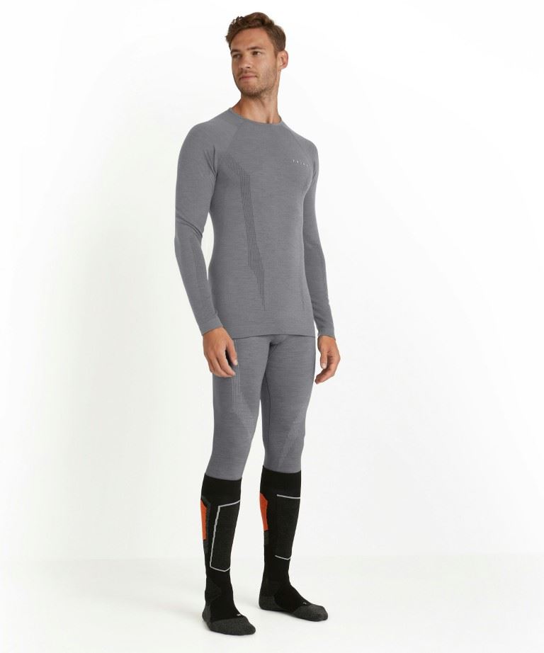 Falke Wool-Tech Longsleeve Thermoshirt Heren Grau L