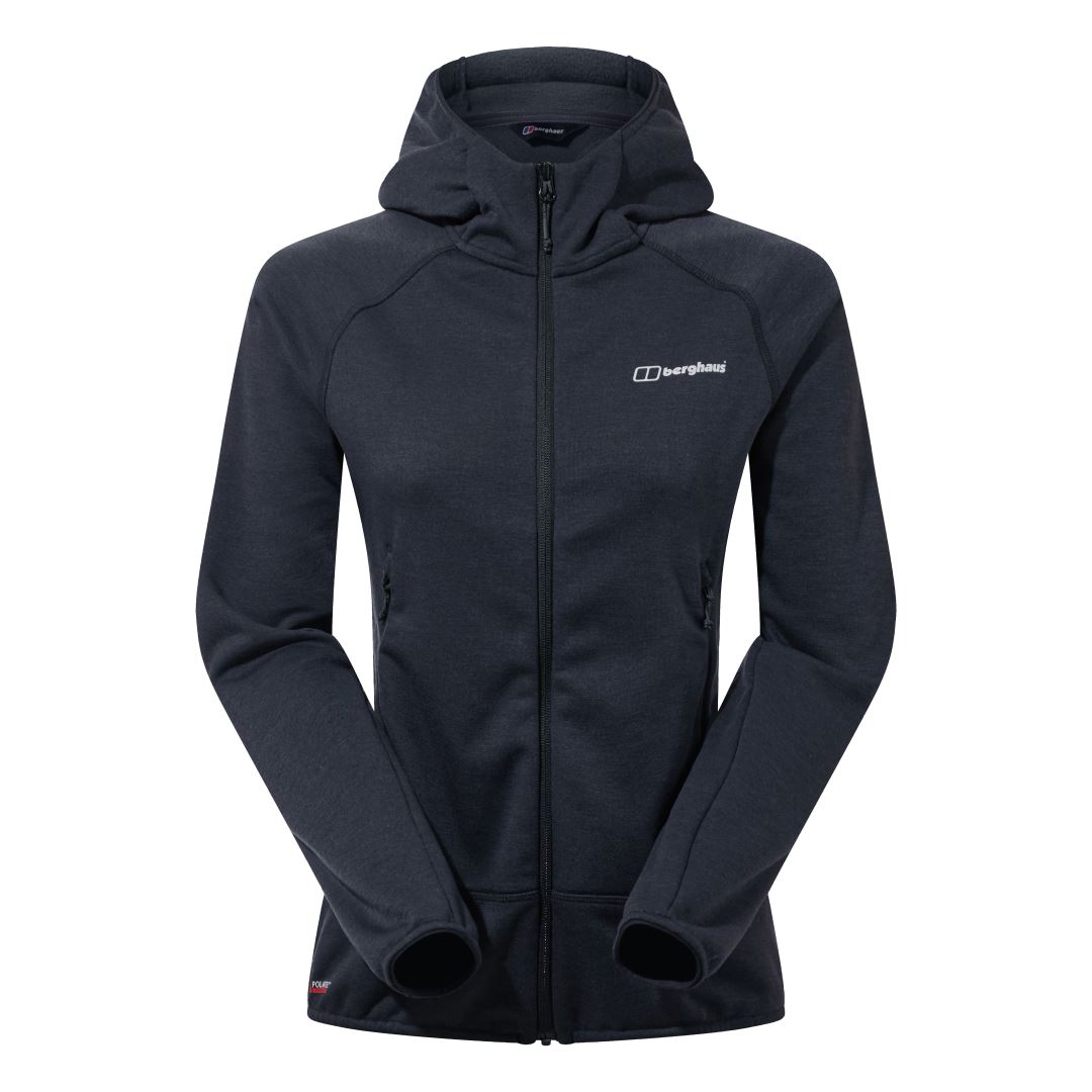 Berghaus Heuberg Hoody Dames Fleece Jet Black/Grey Pinstripe 14