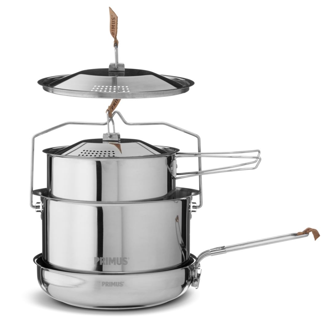 CampFire Cookset S.S. LargeS.S. 21cm Pan & 1.8+3L Pot Pan Ø 21cm