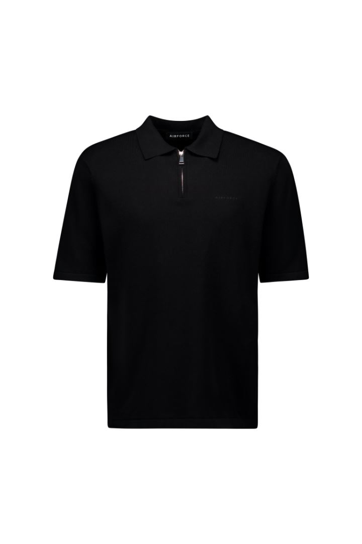 Airforce Knitted Zip Polo Heren True Black L