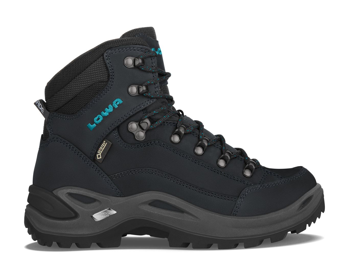 Lowa Renegade Gtx Mid Dames Hoge Wandelschoen Asphalt/Turquoise 9,5/44