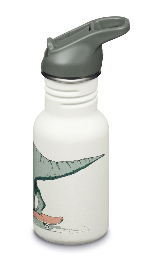 Klean Kanteen KlK 12oz Classic Narrow Met Flipsportdop Drinkfles Dino Skate 355ml