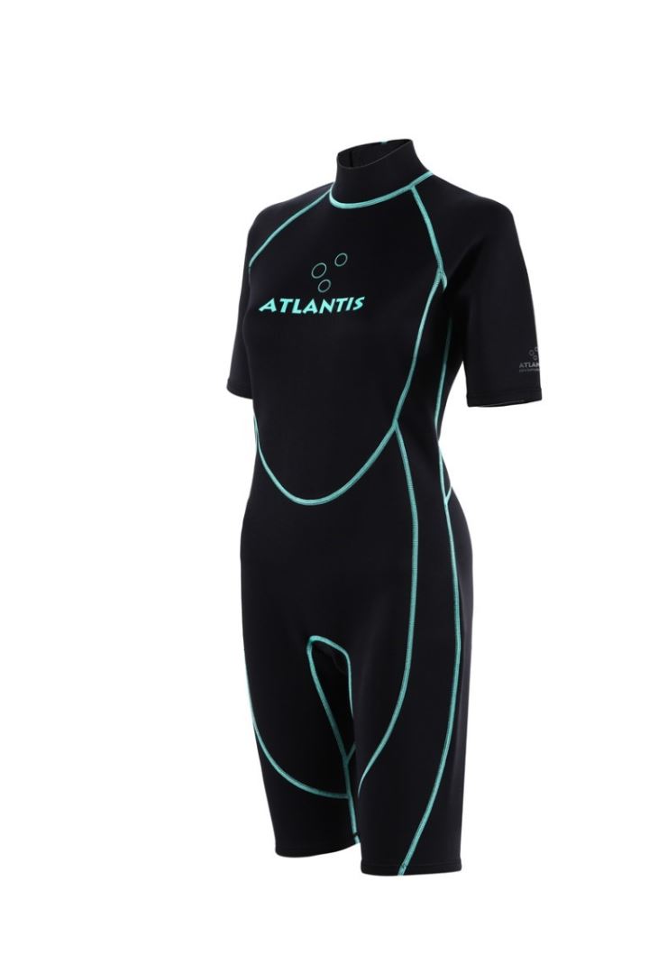 Atlantis 2Mm Adventure Shorty Wetsuit Dames Black/Turquoise 10