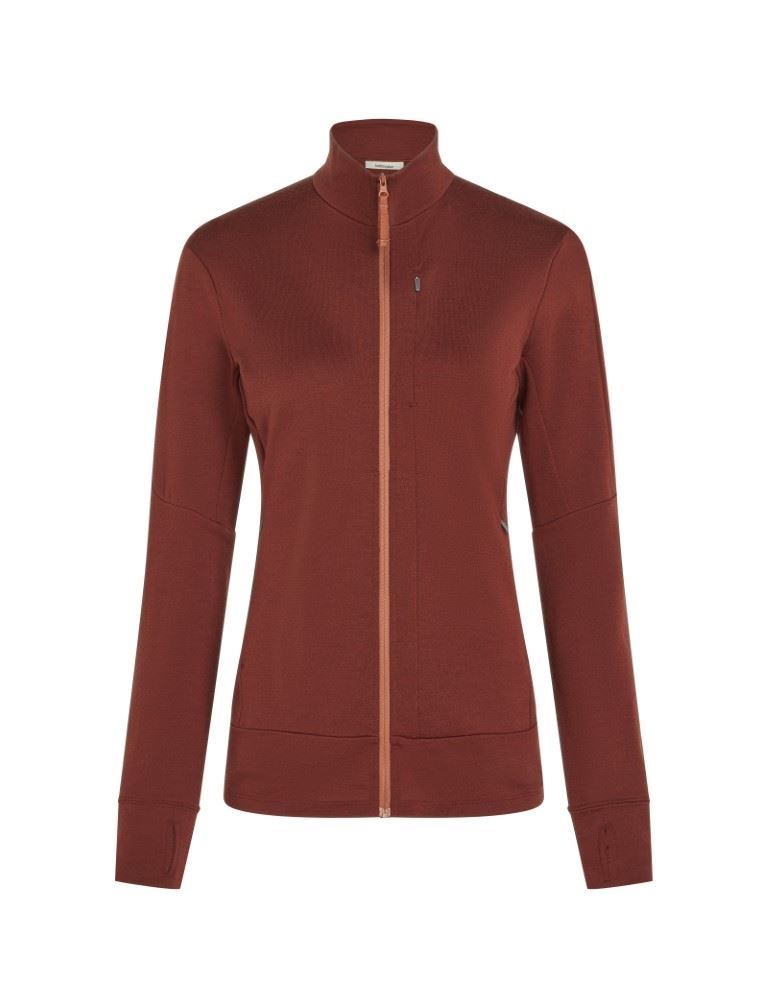Icebreaker Merino 260 Quantum LS Zip Vest Dames Port/Cedar Wood S