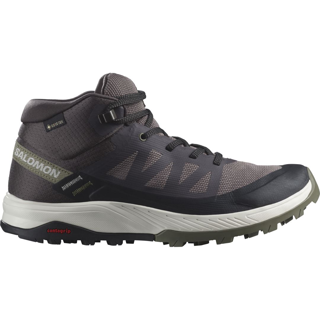 Salomon Outrise Mid Gtx Dames Hoge Wandelschoen Shale/Black/Deep Lichen Green 4,5