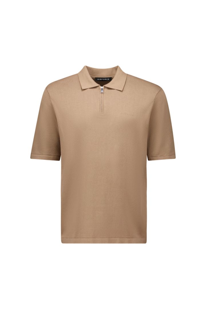 Airforce Knitted Zip Polo Heren Amporah XL