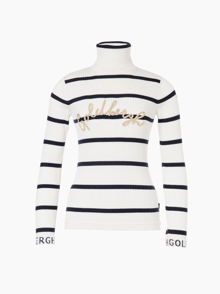 Goldbergh Mimi Long Sleeve Knit Pully Dames Breton Stripe Cream/Blue S