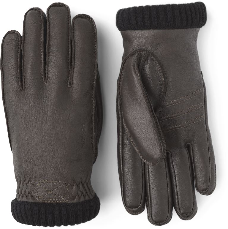 Hestra Deerskin Primaloft Rib Handschoen Heren Dark Brown 9