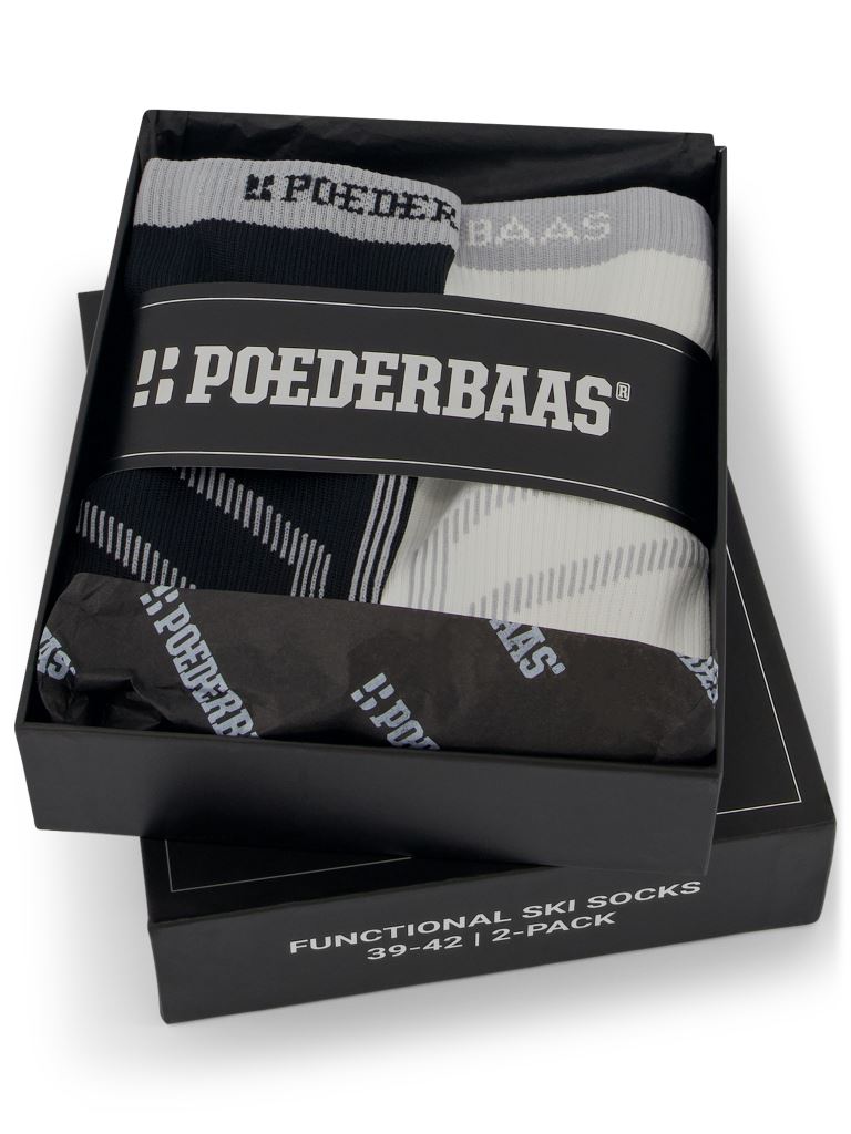 Poederbaas Giftbox 2-Pack Skisok Black White 39-42