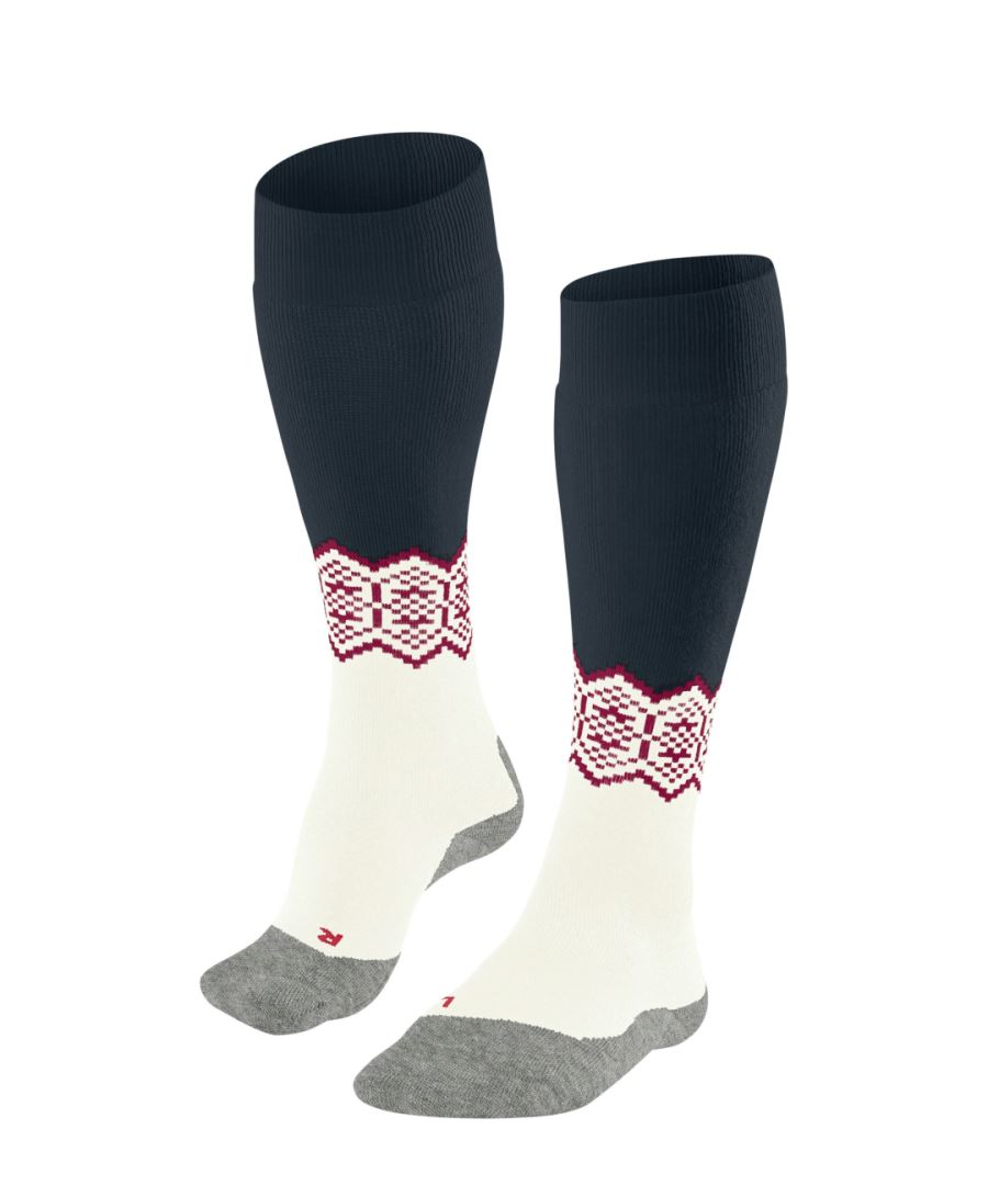 FALKE SK2 Kniekousen Skisokken anti blaren, medium padding merinowol sportsokken dames wit - Maat 39-40