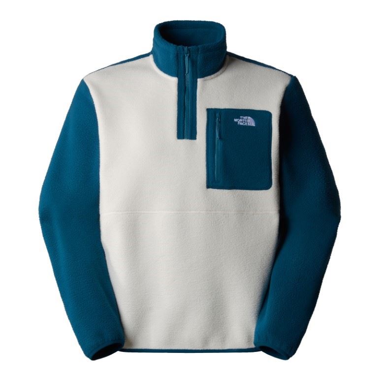 The North Face Yumiori 1/4 Zip Fleece Heren White Dune - Midnight Petrol - Mallard Blue M