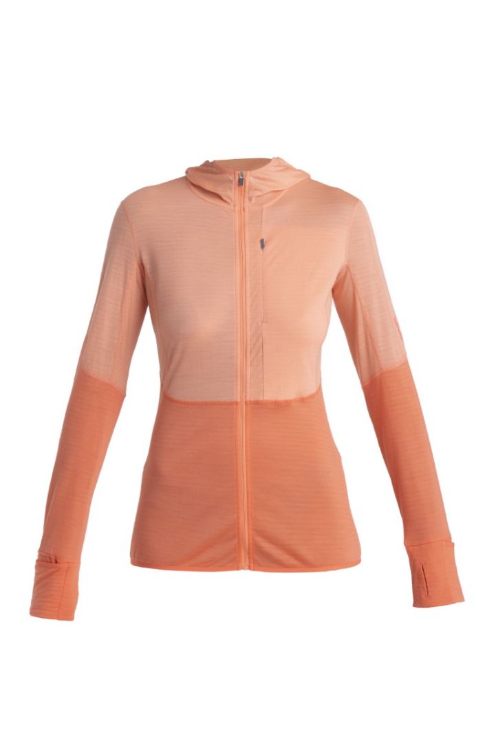 Icebreaker 200 Realfleece Descender LS Zip Hoody Fleece Dames Glow/Tang XL