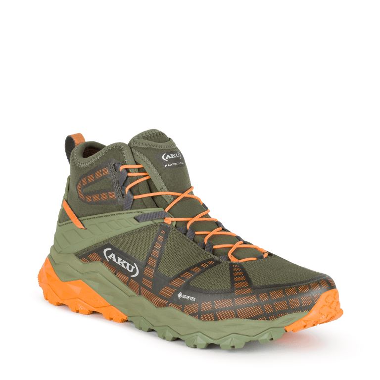 AKU Flyrock Mid Gtx Hoge Wandelschoen Heren Military Green/Orange 9,5