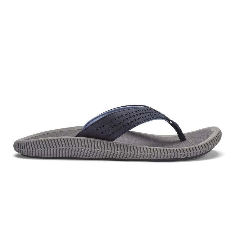 Olukai Ulele Slipper Heren Blue Depth/Charcoal 41
