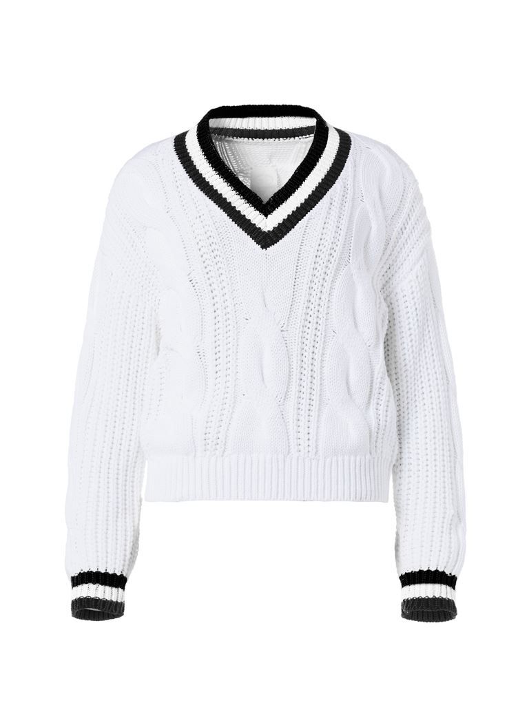 Cable Knit Tennis Sweater Dames black/white XS Soellaart.nl