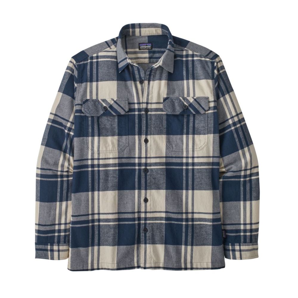 L/S Organic Cotton Mw Fjord Flannel Heren Shirt Live Oak: Smolder Blue L Soellaart.nl