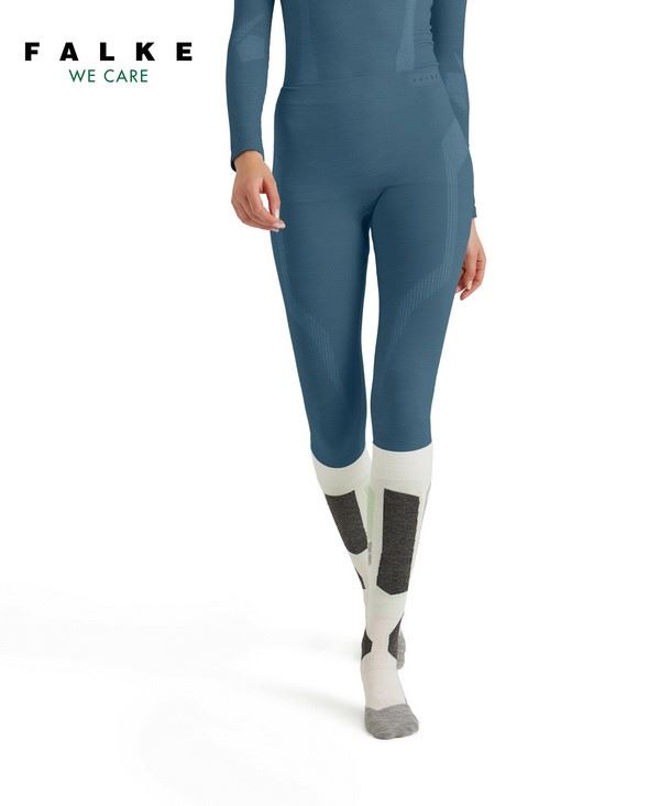 FALKE dames tights Wool-Tech - thermobroek - blauw (capitain) - Maat: L