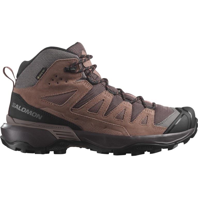 Salomon X ULTRA 360 LEATHER MID GORE-TEX Hoge Wandelschoen Dames Peppercorn/Cognac/Hot Coral 4,5