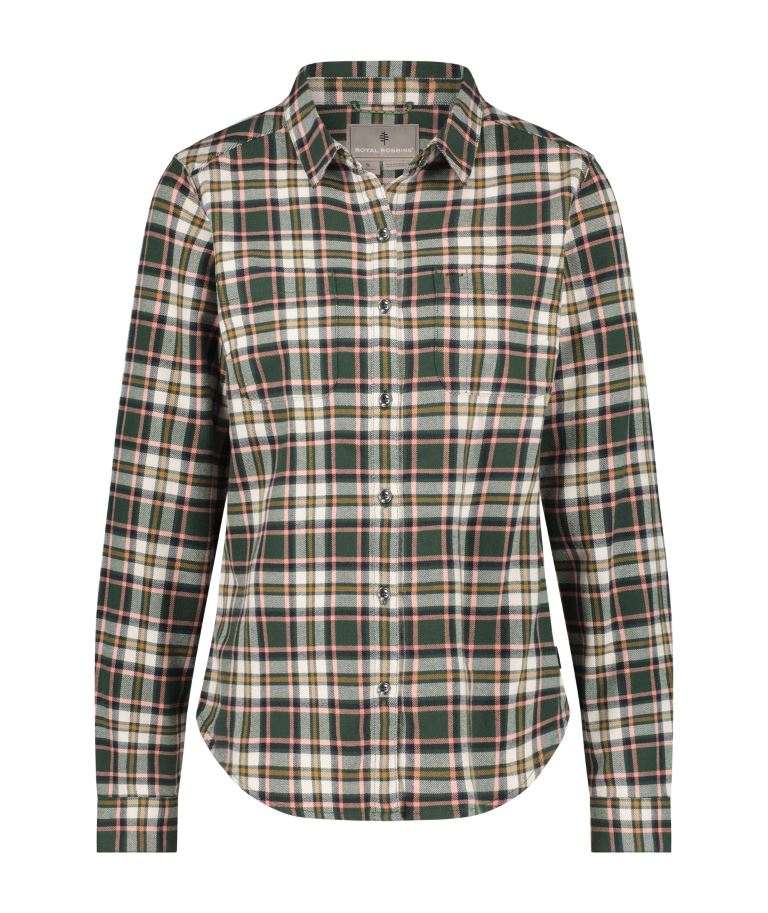Royal Robbins Lieback Organic Cotton Flannel L/S - Blouse - Dames - Groen - Maat M