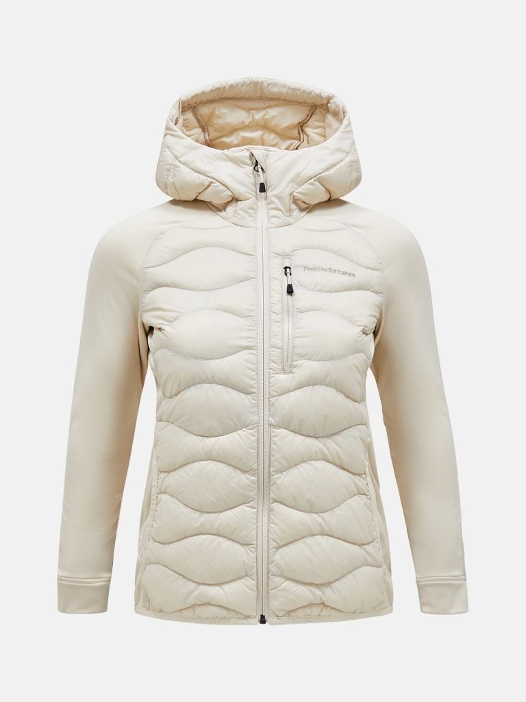 Peak Performance Helium Hybrid Down Hood Isolatiejas Dames Sand Fog M