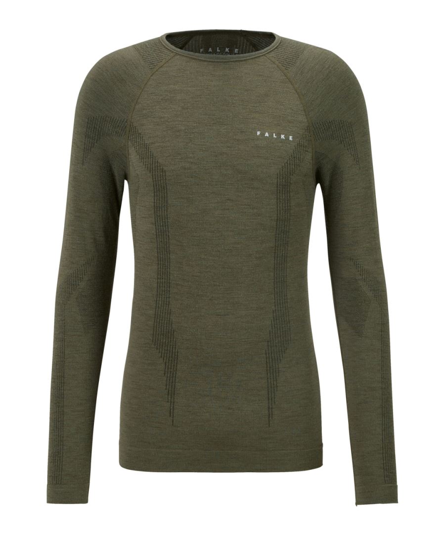 FALKE heren lange mouw shirt Wool-Tech - thermoshirt - olijfgroen (olive) - Maat: L