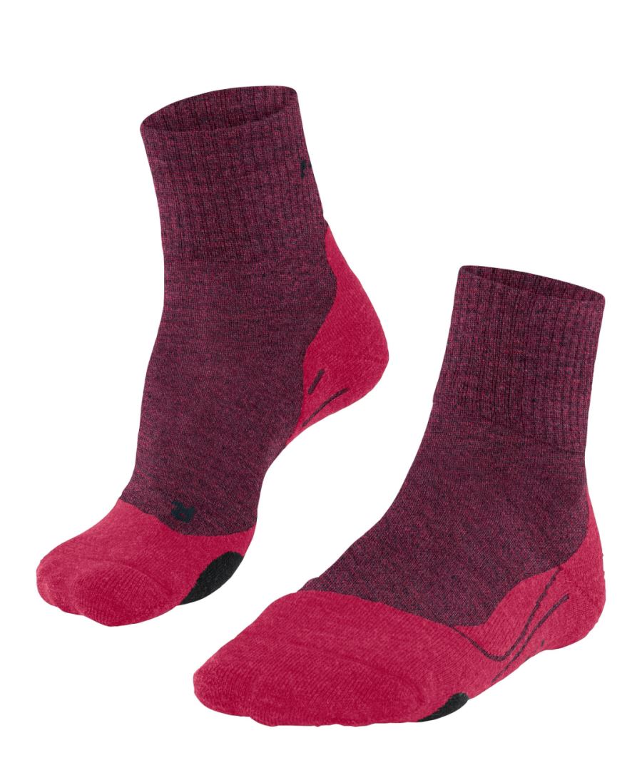 FALKE TK2 Wool Short Wandelsokken anti blaren, medium padding merinowol sportsokken dames pink - Maat 37-38