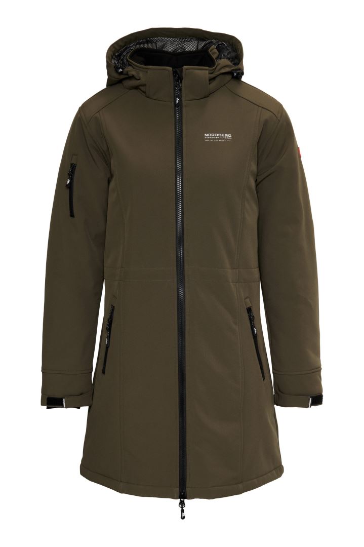 Nordberg GITTE Lange Winterjas - Dames - Legergroen - Maat 4XL